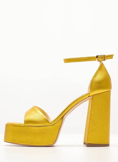 Women Sandals High 2348.74107 Yellow Leather Mortoglou