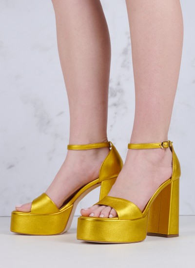 Women Sandals High 2348.74107 Yellow Leather Mortoglou