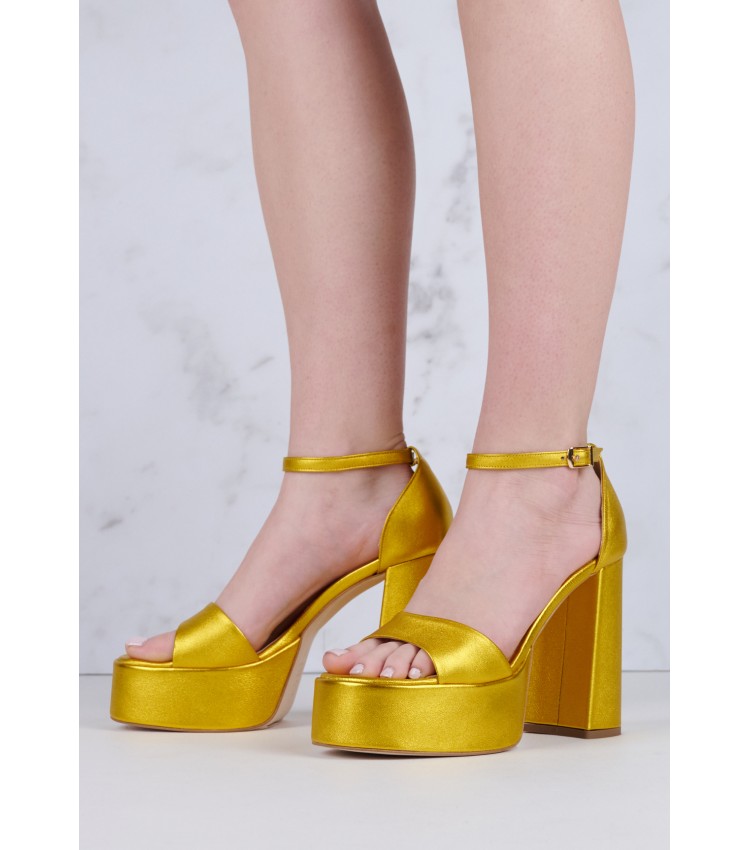 Women Sandals High 2348.74107 Yellow Leather Mortoglou