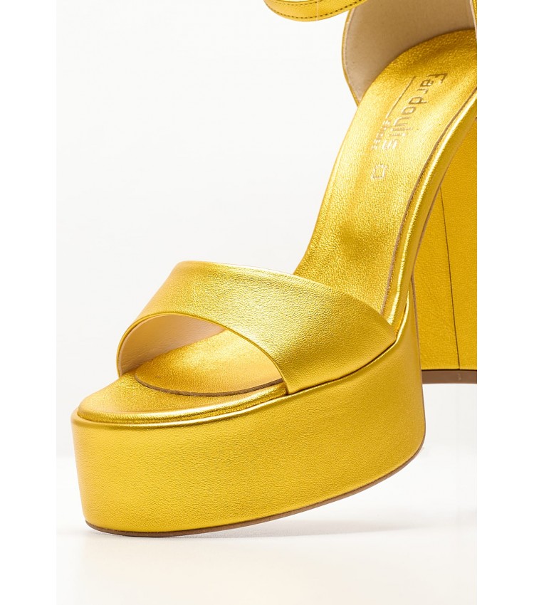 Women Sandals High 2348.74107 Yellow Leather Mortoglou