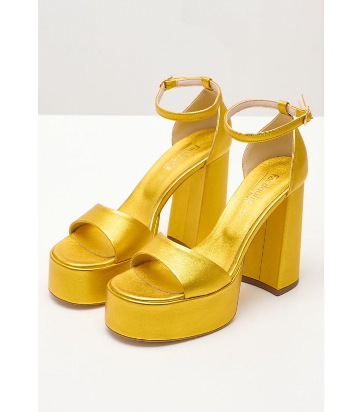 Women Sandals High 2348.74107 Yellow Leather Mortoglou