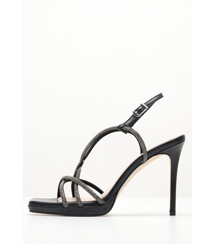 Women Sandals High 2348.83708 Black Leather Mortoglou