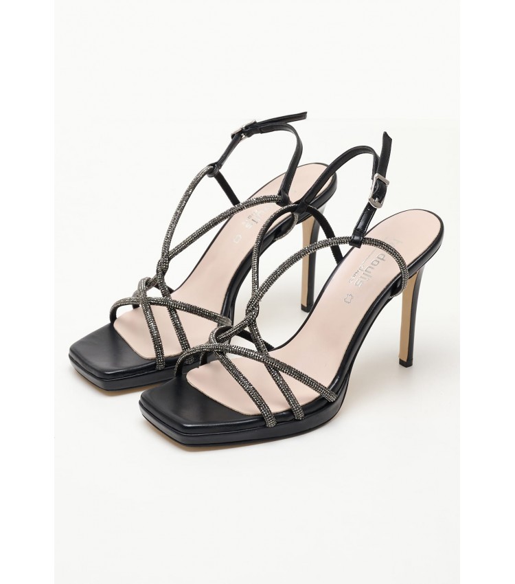 Women Sandals High 2348.83708 Black Leather Mortoglou