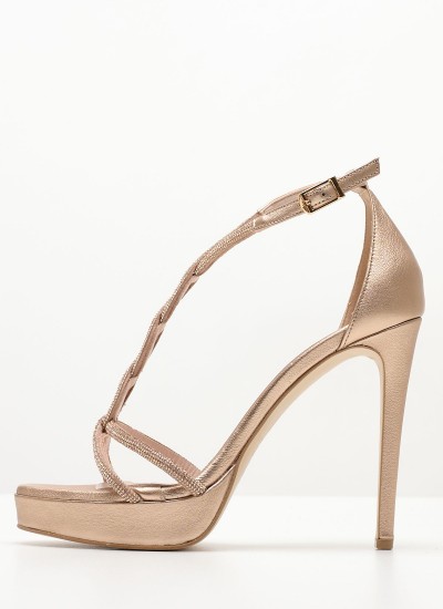 Women Sandal High Mamba.Pat Beige Shiny Leather Jeffrey Campbell