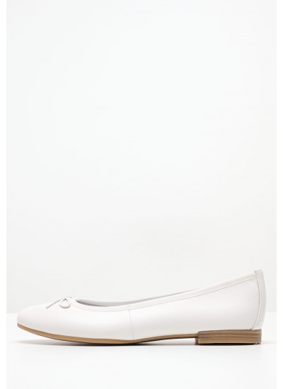 Women Balerinas 22116 White Leather Tamaris