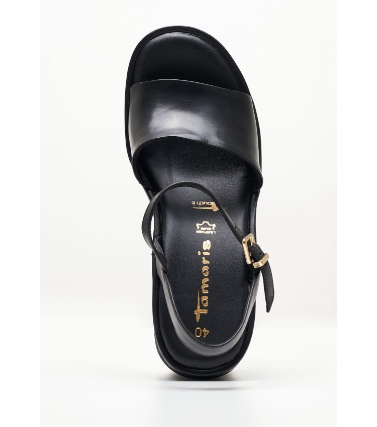 Women Sandals 28075 Black Leather Tamaris