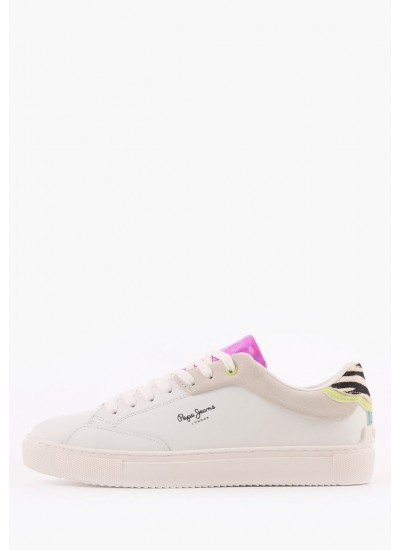 Women Casual Shoes Adams.Ari White Leather Pepe Jeans