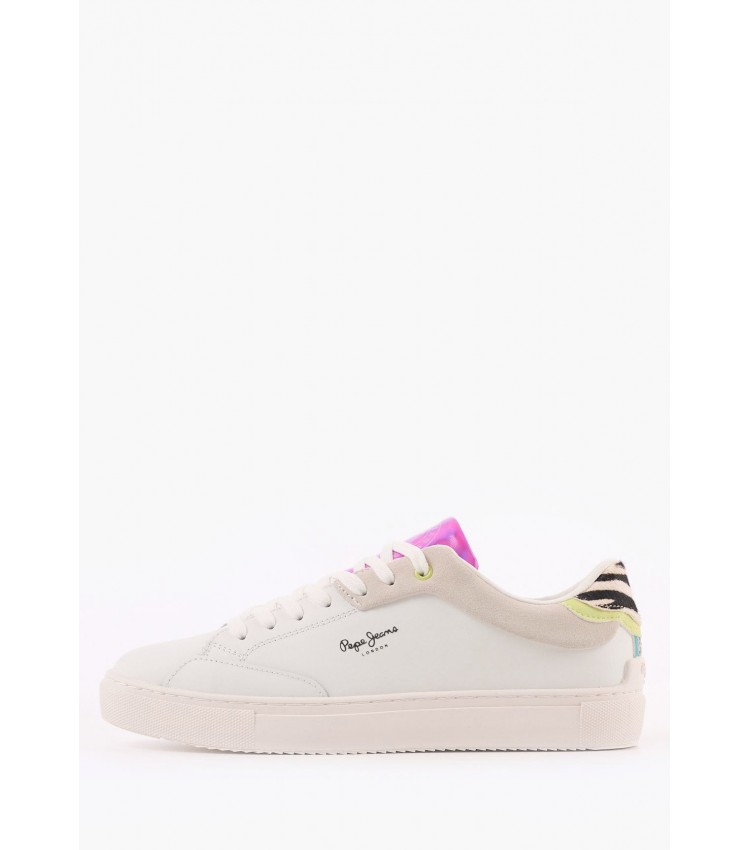 Women Casual Shoes Adams.Ari White Leather Pepe Jeans