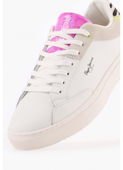 Women Casual Shoes Adams.Ari White Leather Pepe Jeans