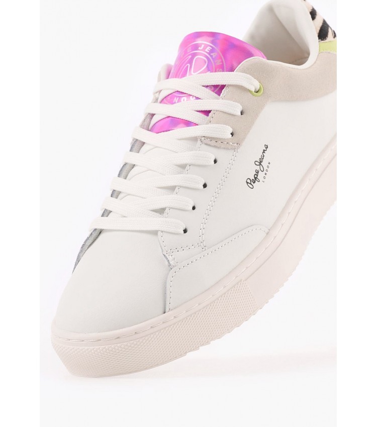 Women Casual Shoes Adams.Ari White Leather Pepe Jeans