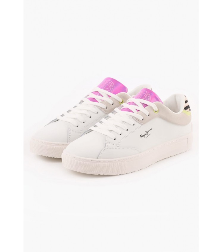 Women Casual Shoes Adams.Ari White Leather Pepe Jeans