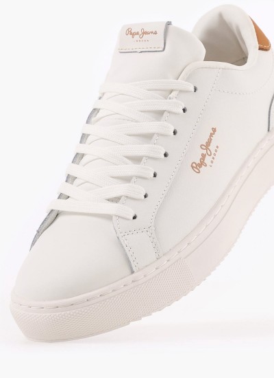 Γυναικεία Παπούτσια Casual Adams.Basic Άσπρο Δέρμα Pepe Jeans