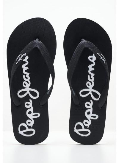 Men Flip Flops & Sandals Beach.Basic Black Rubber Pepe Jeans