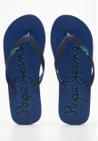 Ανδρικές Σαγιονάρες & Πέδιλα Beach.Logo Μπλε Καουτσούκ Pepe Jeans