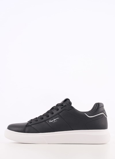 Men Casual Shoes Eaton.Part Black Leather Pepe Jeans