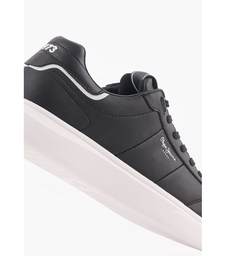 Men Casual Shoes Eaton.Part Black Leather Pepe Jeans