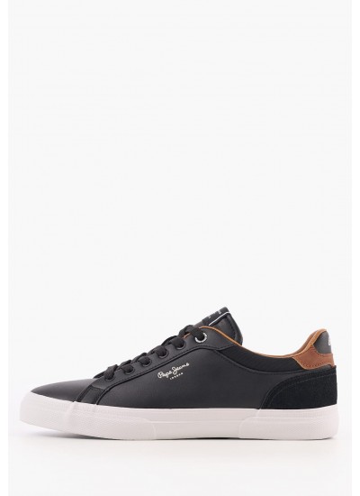 Ανδρικά Παπούτσια Casual Kenton.Court Μαύρο ECOleather Pepe Jeans