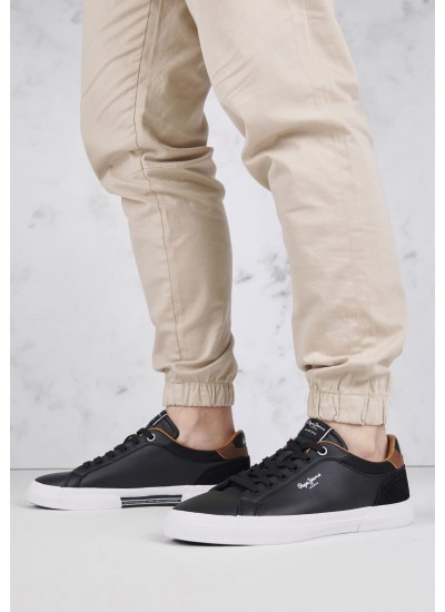 Ανδρικά Παπούτσια Casual Kenton.Court Μαύρο ECOleather Pepe Jeans