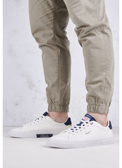 Men Casual Shoes Kenton.Flag.M White Leather Pepe Jeans