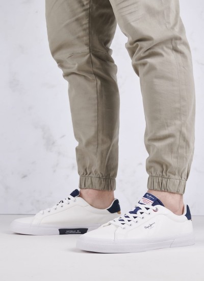 Ανδρικά Παπούτσια Casual Track.Runner Άσπρο Δέρμα Καστόρι Tommy Hilfiger