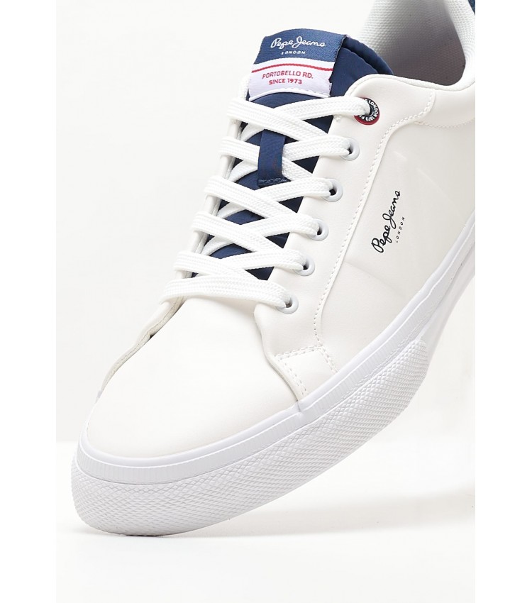 Men Casual Shoes Kenton.Flag.M White Leather Pepe Jeans