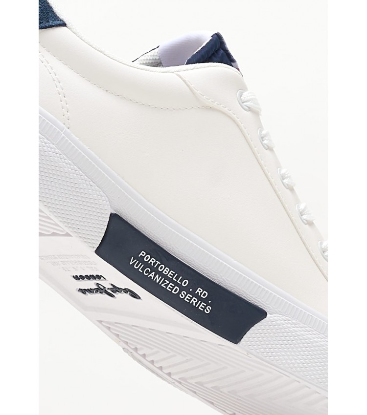 Ανδρικά Παπούτσια Casual Kenton.Flag.M Άσπρο Δέρμα Pepe Jeans Ανδρικά Παπούτσια Casual Kenton.Flag.M Άσπρο Δέρμα Pepe Jeans
