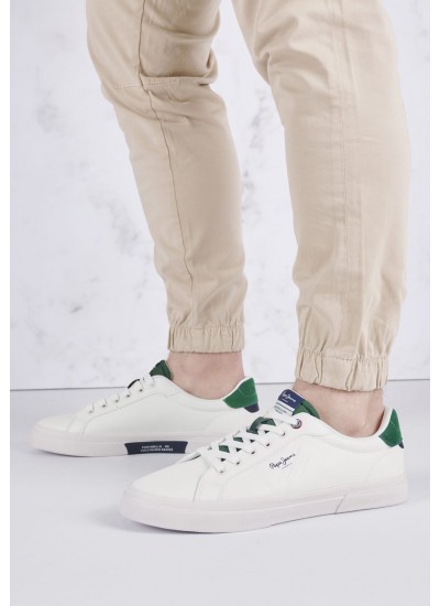 Ανδρικά Παπούτσια Casual Kenton.Flag Άσπρο Δέρμα Pepe Jeans