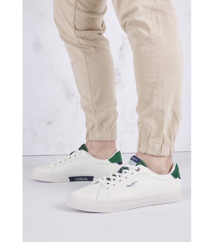 Ανδρικά Παπούτσια Casual Kenton.Flag Άσπρο Δέρμα Pepe Jeans