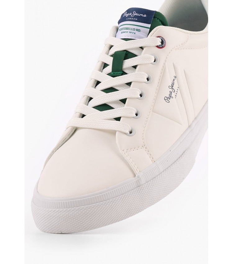 Men Casual Shoes Kenton.Flag White Leather Pepe Jeans