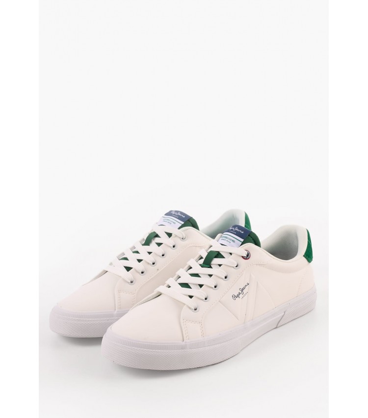 Men Casual Shoes Kenton.Flag White Leather Pepe Jeans