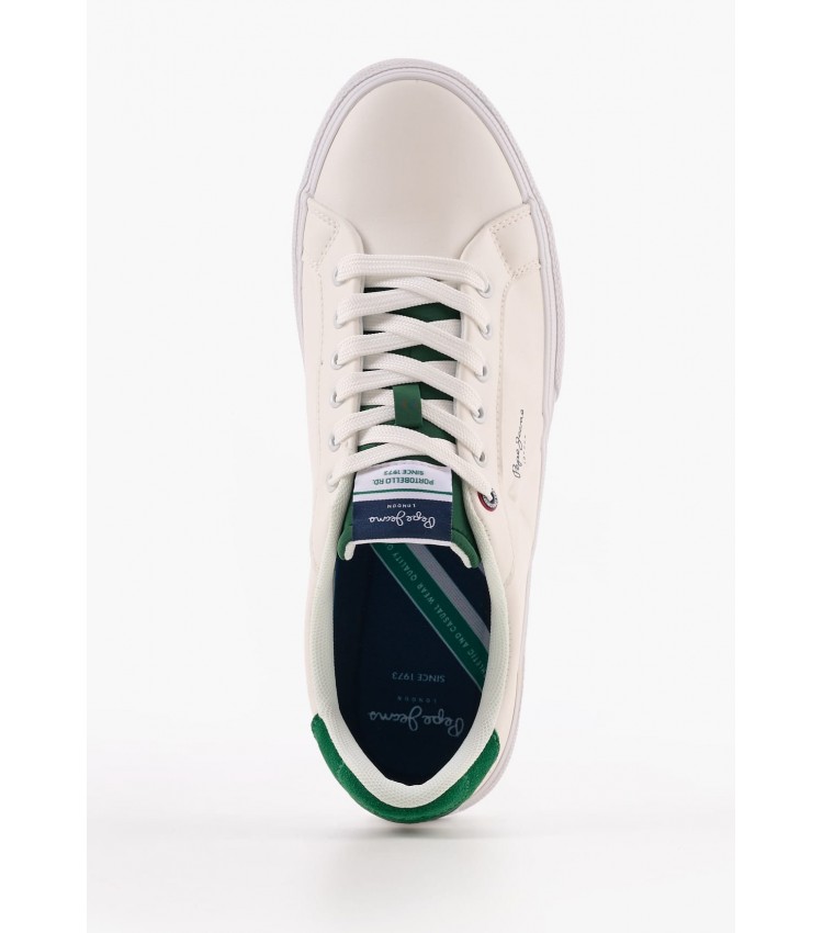 Men Casual Shoes Kenton.Flag White Leather Pepe Jeans