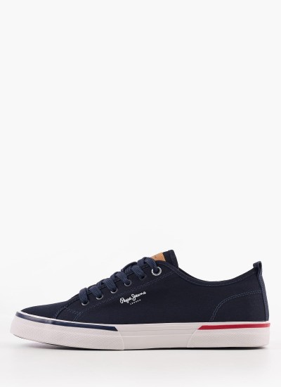 Men Casual Shoes London.Basic Blue Suede Leather Pepe Jeans