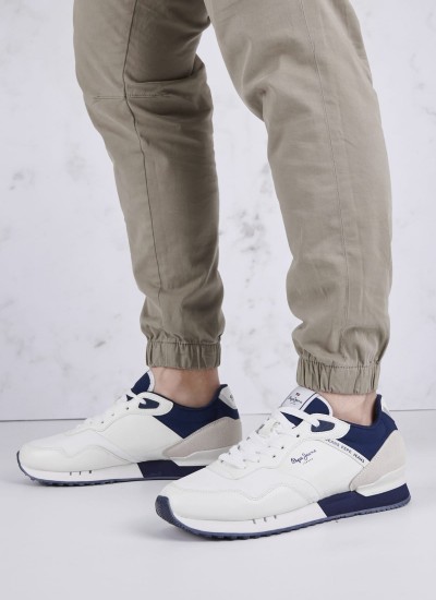 Ανδρικά Παπούτσια Casual Track.Runner Άσπρο Δέρμα Καστόρι Tommy Hilfiger