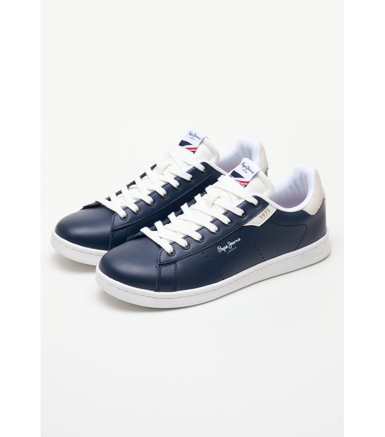 Men Casual Shoes Player.Basic.B Blue Leather Pepe Jeans