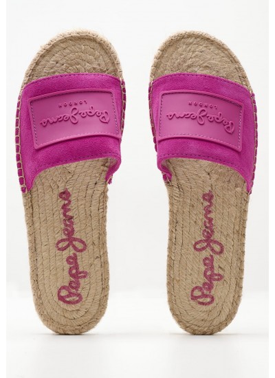 Women Flats Siva.Berry Pink Buckskin Pepe Jeans