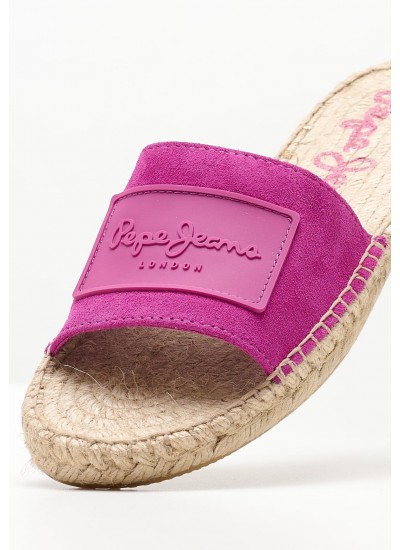 Women Flats Siva.Berry Pink Buckskin Pepe Jeans