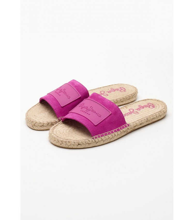 Women Flats Siva.Berry Pink Buckskin Pepe Jeans