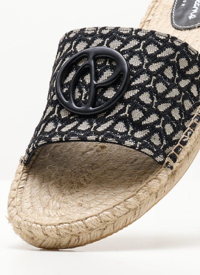 Γυναικεία Flats Siva.Jacquard Μαύρο Ύφασμα Pepe Jeans