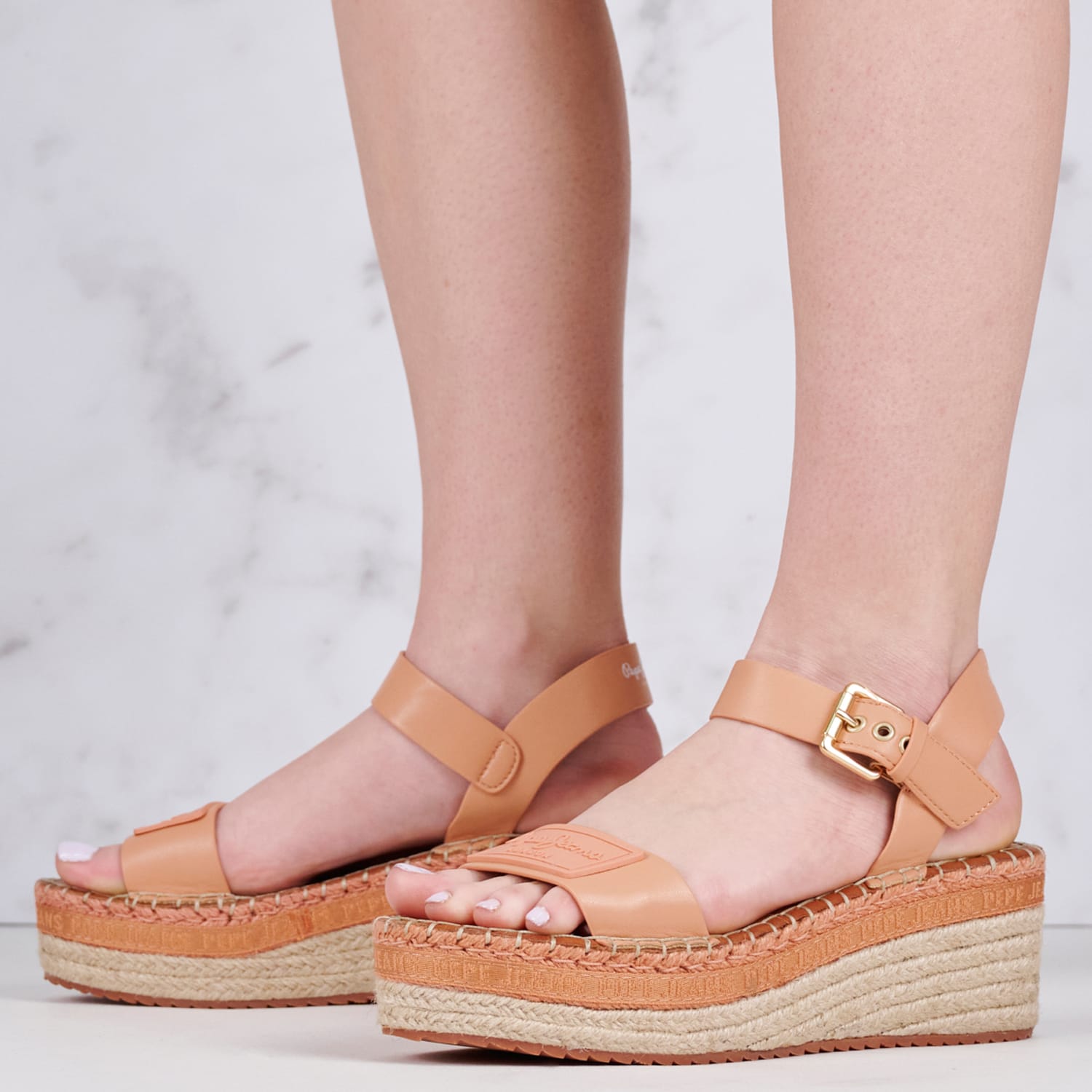 Women Platforms Low Witney.Brand Orange ECOleather Pepe Jeans