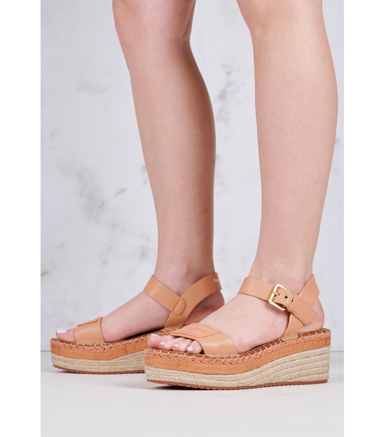 Women Platforms Low Witney.Brand Orange ECOleather Pepe Jeans