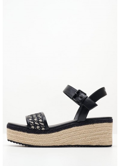 Women Platforms Low Witney.Jacquard Black Fabric Pepe Jeans