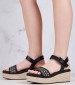 Women Platforms Low Witney.Jacquard Black Fabric Pepe Jeans