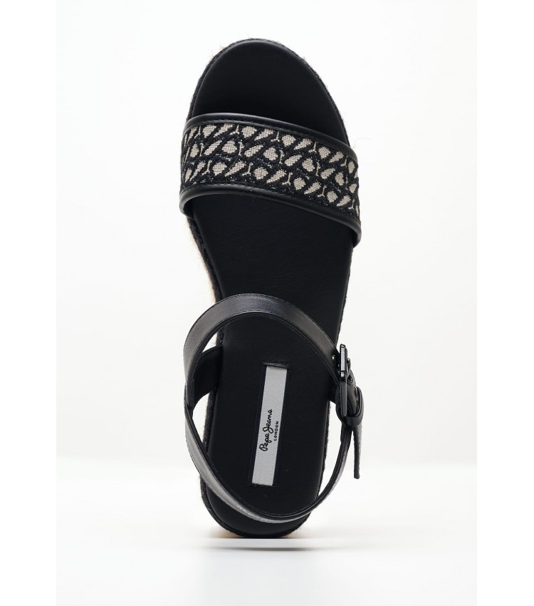 Women Platforms Low Witney.Jacquard Black Fabric Pepe Jeans