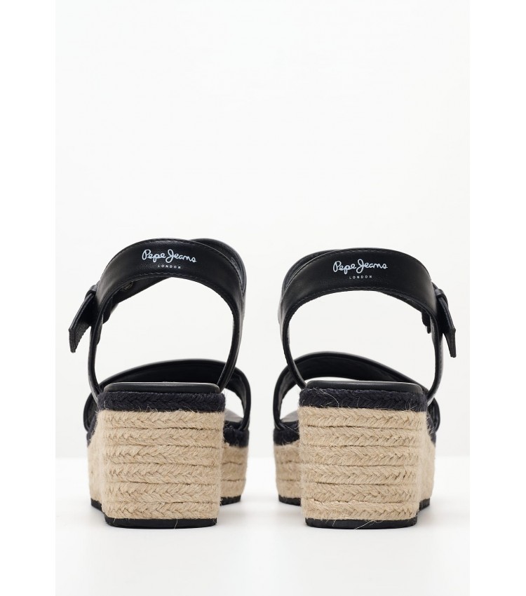 Women Platforms Low Witney.Jacquard Black Fabric Pepe Jeans