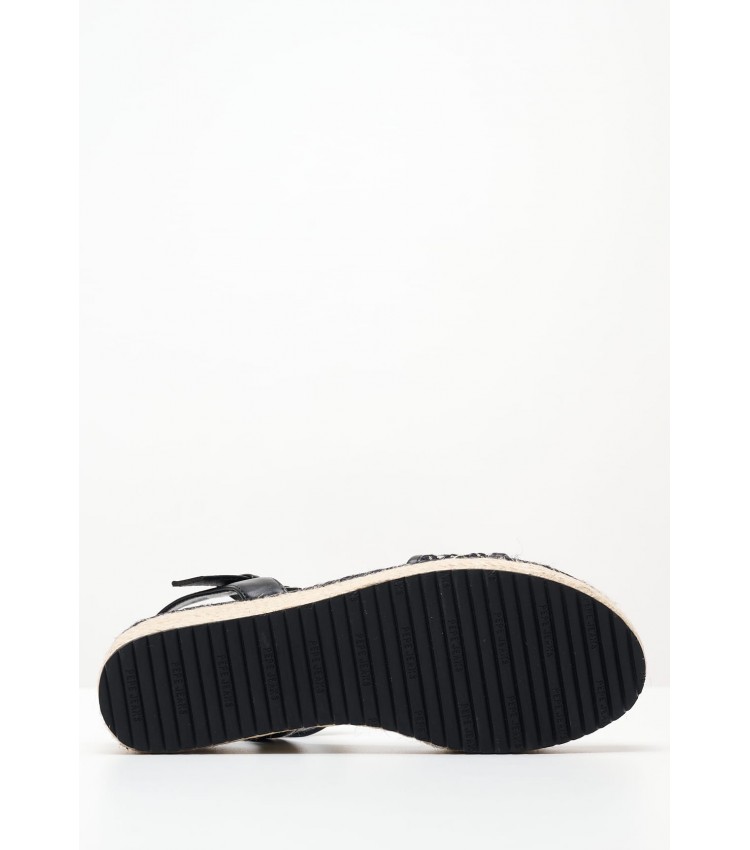 Women Platforms Low Witney.Jacquard Black Fabric Pepe Jeans