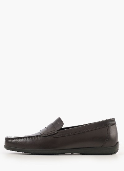 Ανδρικά Μοκασίνια R6711 Μαύρο Δέρμα Boss shoes