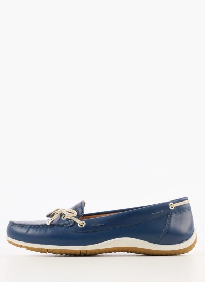 Women Sailing Shoes D.Vega Blue Leather Geox