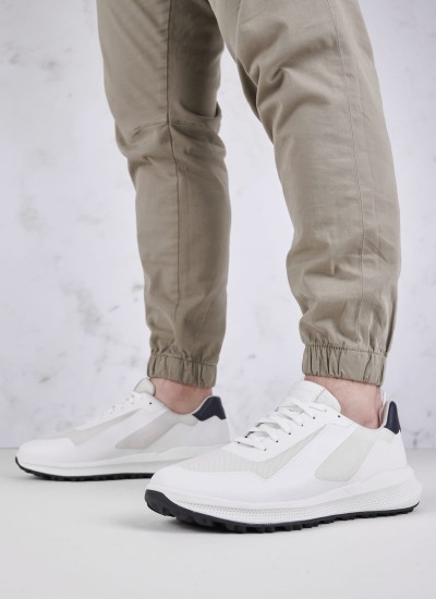 Ανδρικά Παπούτσια Casual Pg1x Άσπρο Ύφασμα Geox
