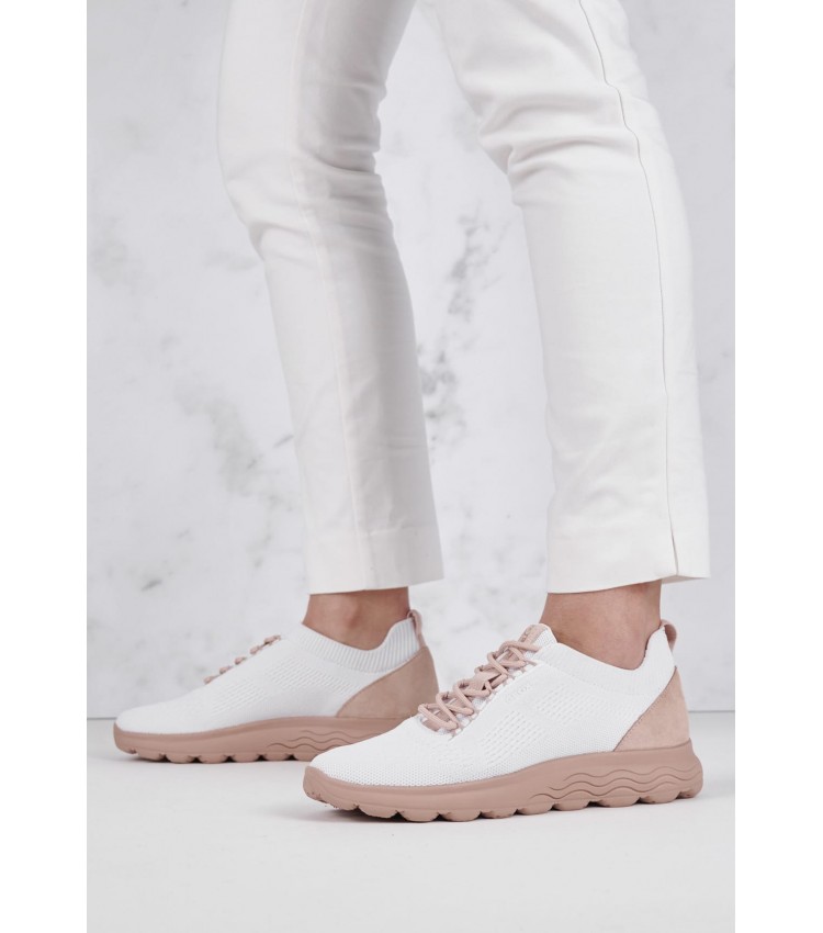 Women Casual Shoes Spherica.Da White Fabric Geox
