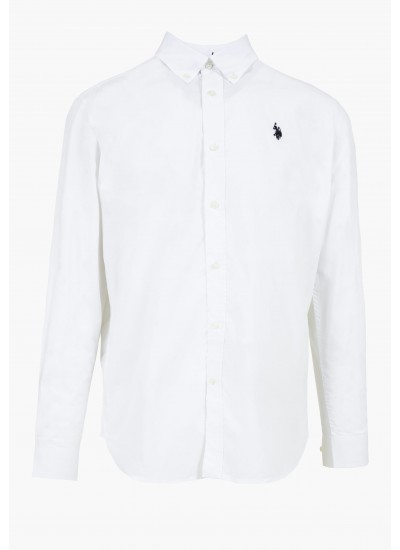 Ανδρικά Πουκάμισα Dirk.Shirt Άσπρο Βαμβάκι U.S. Polo Assn.